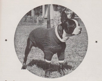 Knitted Dog Sweater- Vintage Knitting Pattern - 1930's Original for Medium Size dog (39A79)