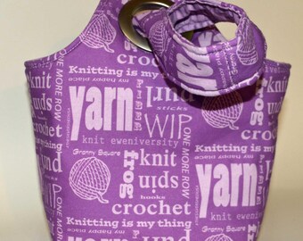 Designer Words and reverse Knit project bag