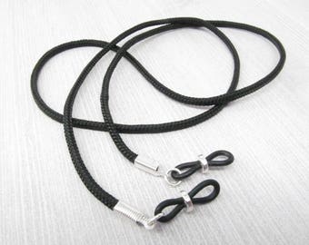 Simple Black Cord Eyeglasses Chain - glasses cord - reading glasses lanyard - eyeglasses leash - parachute cord