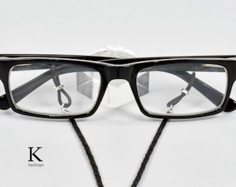 VEGAN Leather Glasses Holder; black glasses chain; leather eyeglass cord; reading glasses holder; eyeglass chain; neck strap