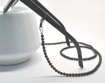 Ebony black European crystal pearl glasses chain for reading glasses or sunglasses
