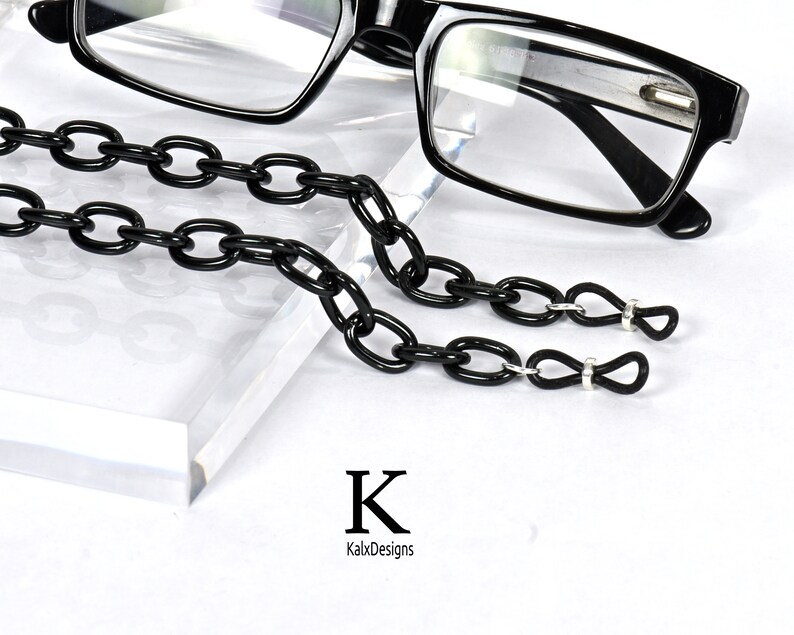 Chunky Black Glasses Chain Eyeglass Chain Reading Glasses Etsy Canada