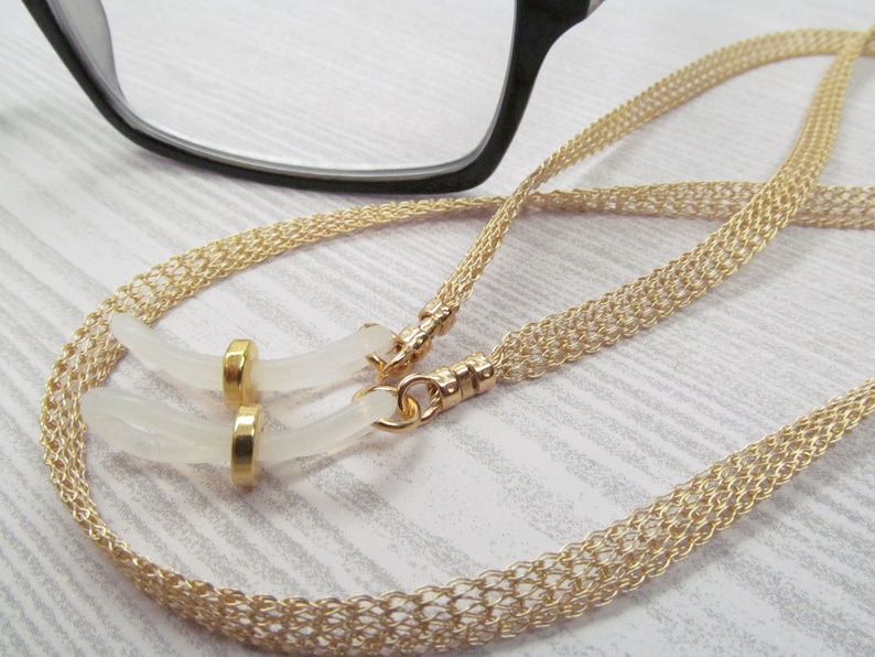 Gold Metal Ribbon Eyeglass Chain Reading Glasses Holder Etsy