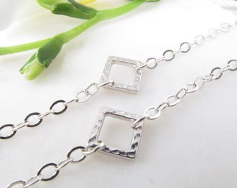 Silver Glasses Chain with Square Accent; Eyeglasses Chain; Eyeglasses Leash; Glasses Necklace Holder; Chain for Readers