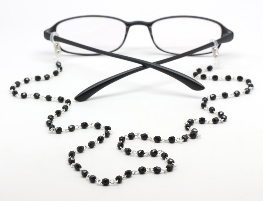 Black Glasses Chain Reading Glasses Beaded Eyeglasses Etsy