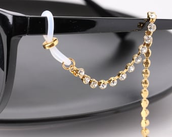 Glasses Chain with Catch Free European Crystals; Eyeglass Chain; Chain for Readers; Glasses Necklace Holder; Glasses Leash Cord