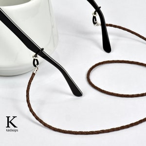 Black Faux Leather Glasses Chain Holder Strap
