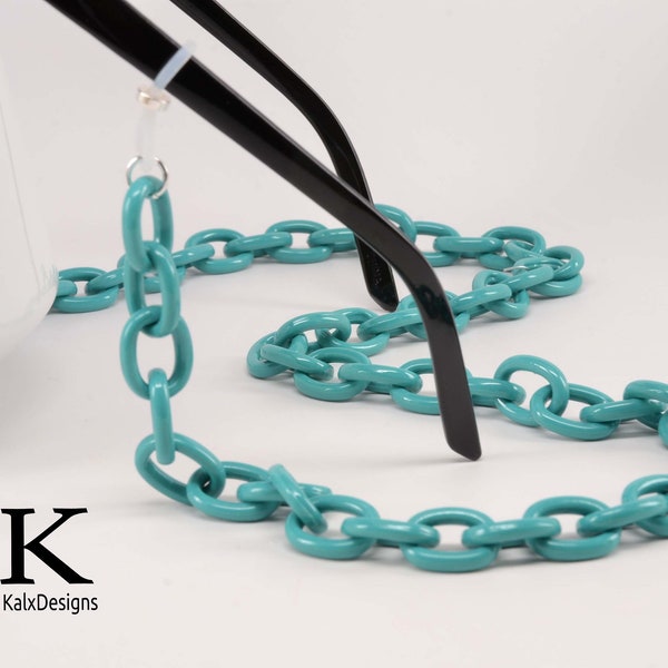 SUPER CHUNKY Turquoise acrylic Glasses Chain; eyeglass chain; reading glasses holder; glasses leash; spectacles holder; retainer; optical