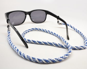 Shades of Blue Braided Glasses Cord for holding glasses, readers or sunglasses; 30 inches long; FAST SHIPPING