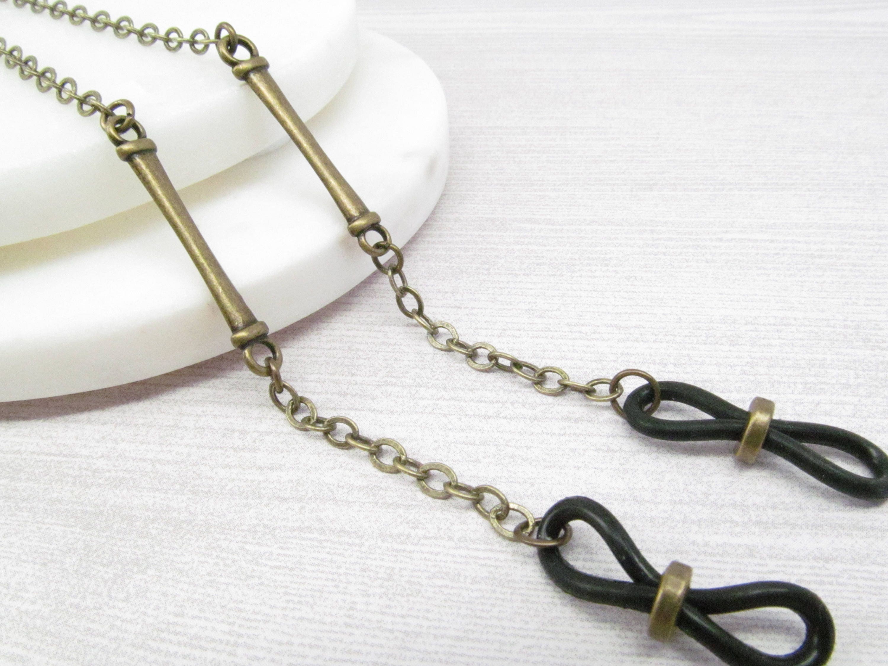 Antique Brass Eyeglass Chain for Men Reading Glasses Chain Etsy