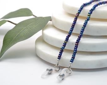 Delicate Jewel Tone Beaded Glasses Chain made from quality seed beads