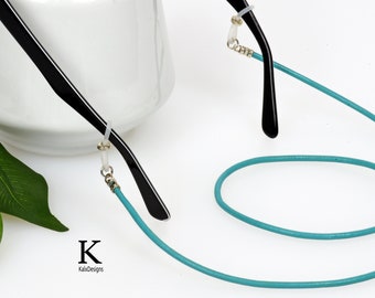 Turquoise Leather Glasses Holder; glasses chain; leather eyeglass cord; reading glasses holder; eyeglass chain; neck strap