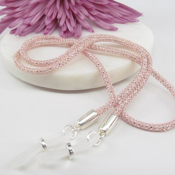 Silky Rose Gold and Silver Glasses Chain; Gold Glasses Chain; Glasses Leash; Reading Glasses Holder Necklace; Gold Glasses Cord