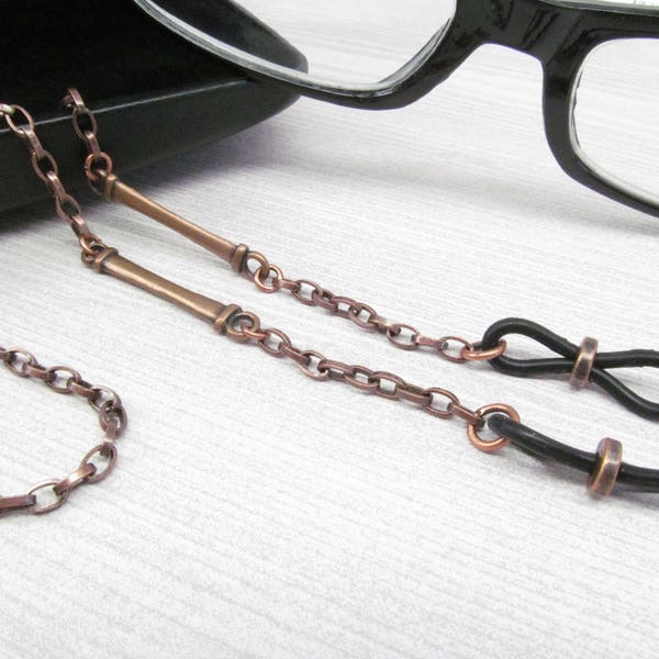 Copper Eyeglass Chain, Reading Glasses Chain, Chain for Glasses Lanyard, Eyeglass Holder Necklace, Mens Eyeglasses Chain; gift