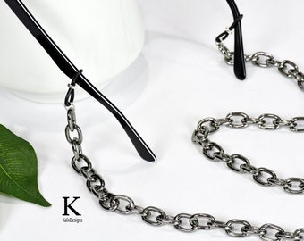 Chunky Gunmetal Black Glasses Chain; eyeglass chain; reading glasses holder necklace; glasses leash; spectacles holder; neck strap