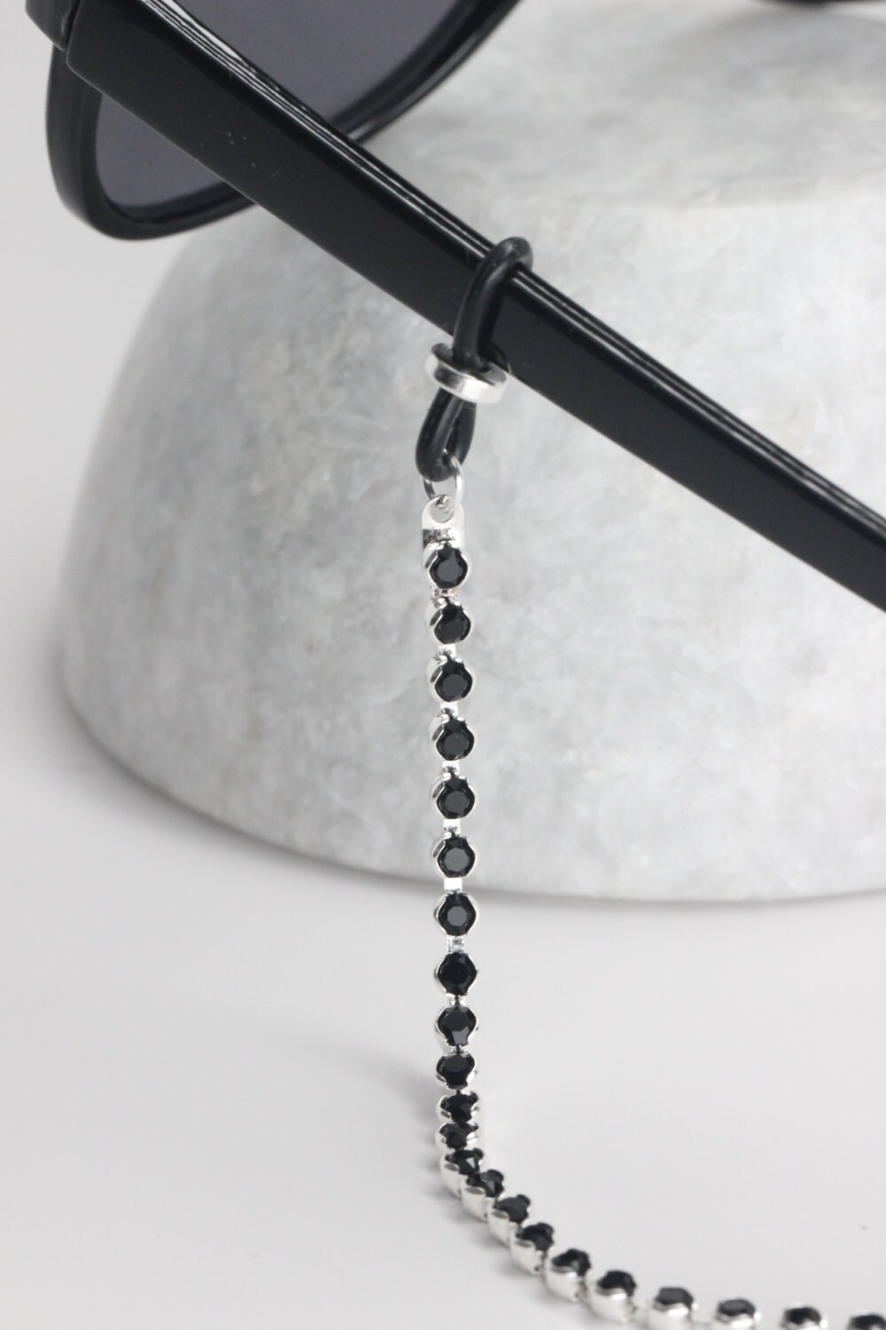 Bling Rhinestone Glasses Chain in Catch Free Black Swarovski | Etsy