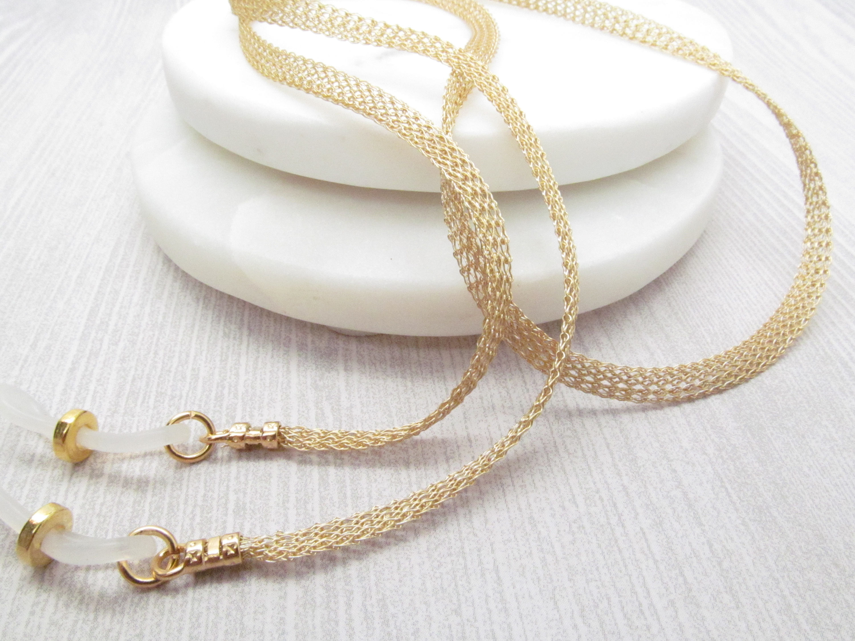 Gold Metal Mesh eyeglass chain Reading Glasses Holder Etsy