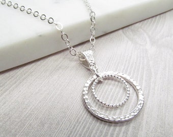 Circle within circle silver chain eyeglass loop lanyard; spectacles holder; glasses chain; glasses holder necklace; silver eyeglass chain