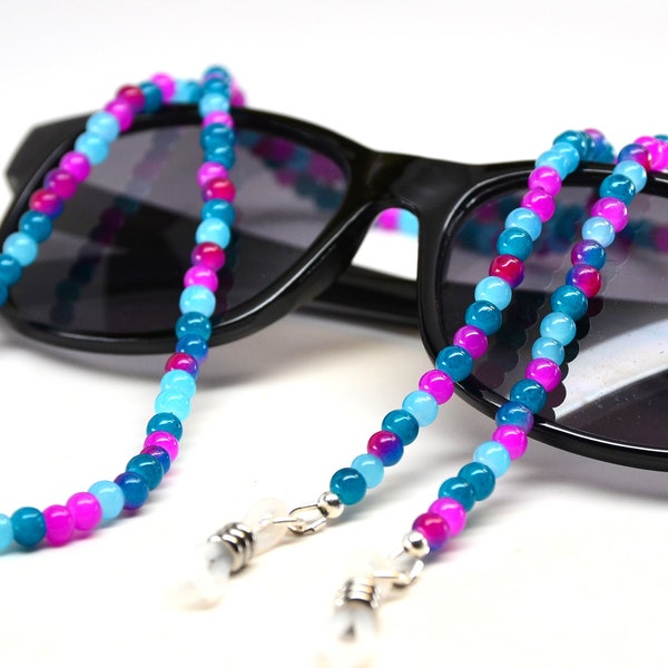 Caribbean Colors Beaded Glasses Holder Necklace Glasses Chain for holding glasses or sunglasses; FAST SHIPPPING