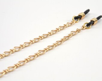 Gold Figaro Chain glasses chain for holding reading glasses, sunglasses, spectacles; glasses necklace holder