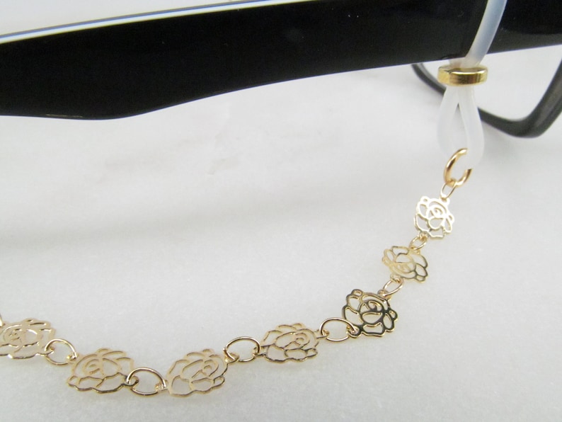 Pretty Gold Eyeglass Chain With Roses Glasses Necklace Etsy