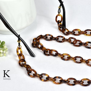 Tortoise Shell Glasses Chain; eyeglass chain; reading glasses holder; glasses leash; sunglasses holder; fashionable accessory