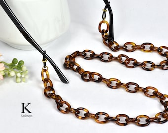 Tortoise Shell Glasses Chain; eyeglass chain; reading glasses holder; glasses leash; sunglasses holder; fashionable accessory