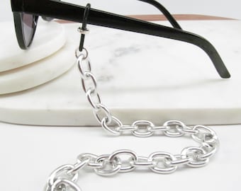 Chunky Silver Glasses Chain; eyeglass chain; reading glasses necklace holder; glasses leash; reading glasses holder; spectacles holder