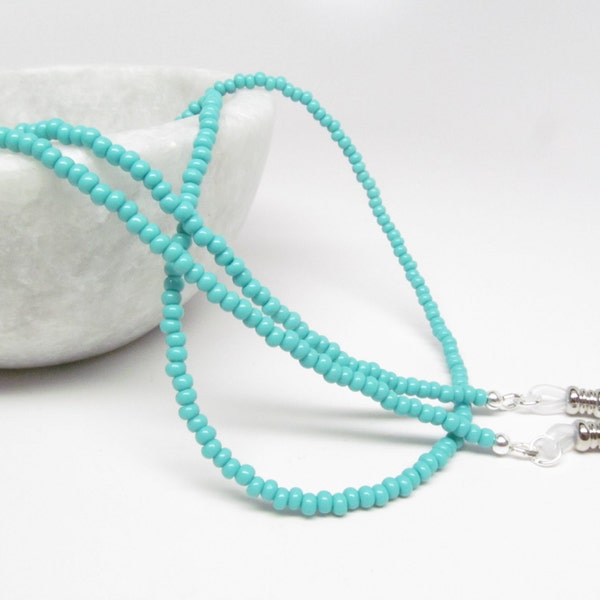 Delicate Turquoise Beaded Glasses Chain; reading glasses cord; eyeglasses chain; glasses leash; sunglasses holder; glasses lanyard