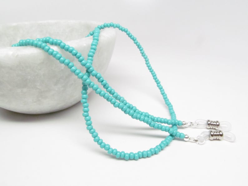 Delicate Turquoise Beaded Glasses Chain Reading Glasses Cord Etsy