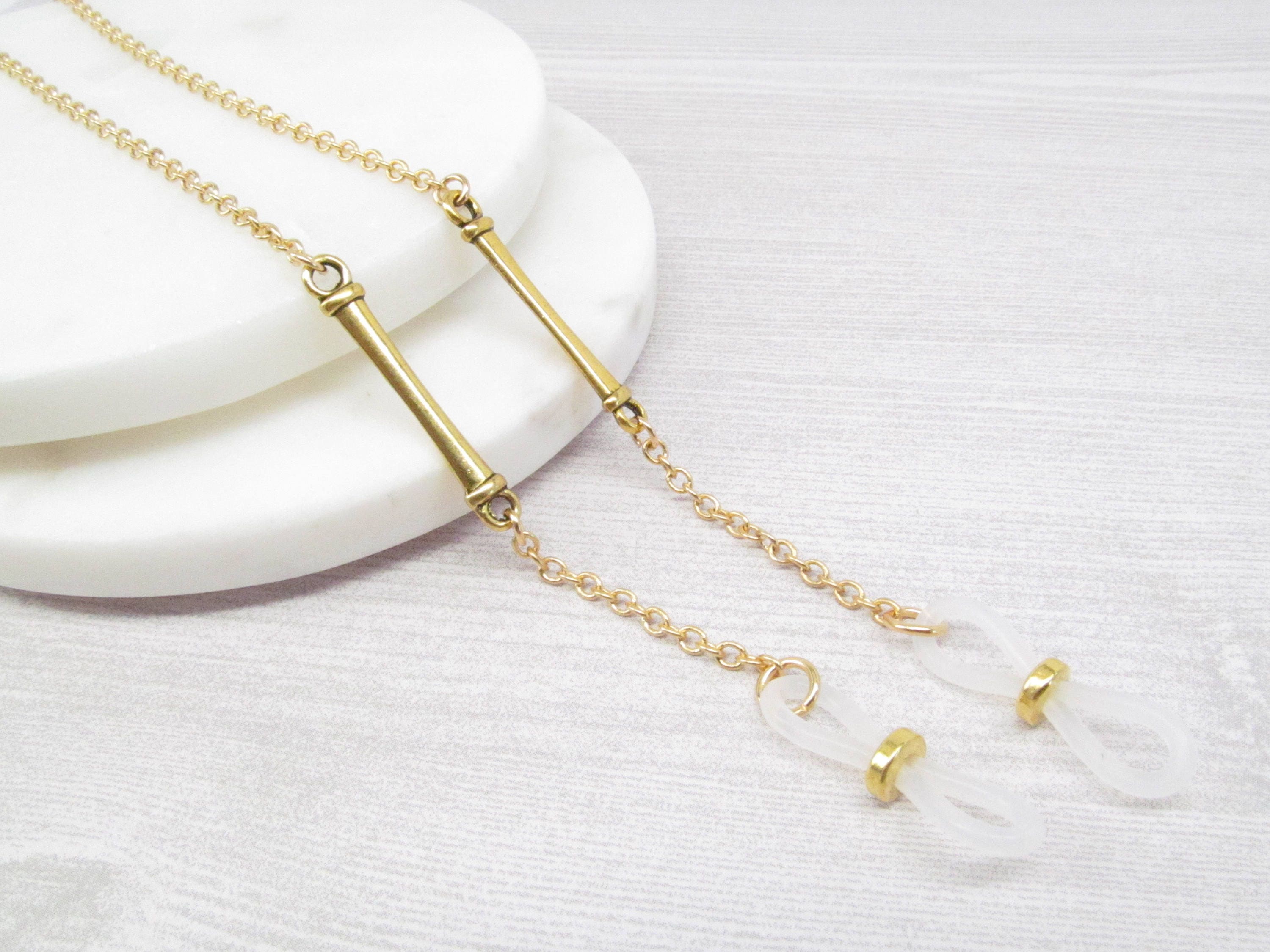 Gold Eyeglass Chain With Antique Gold Bar Gold Eyeglasses Etsy Australia