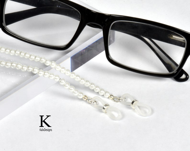 Classic white pearl eyeglasses chain eyeglass chain reading Etsy