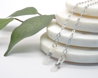 Silver Glasses chain with fancy links