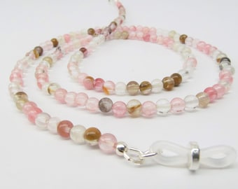 Beaded Glasses Chain in Cherry Quartz Gemstone, Reading Glasses Chain, Beaded Eyeglass Holder Necklace, Eyeglasses Chain, Glasses Lanyard