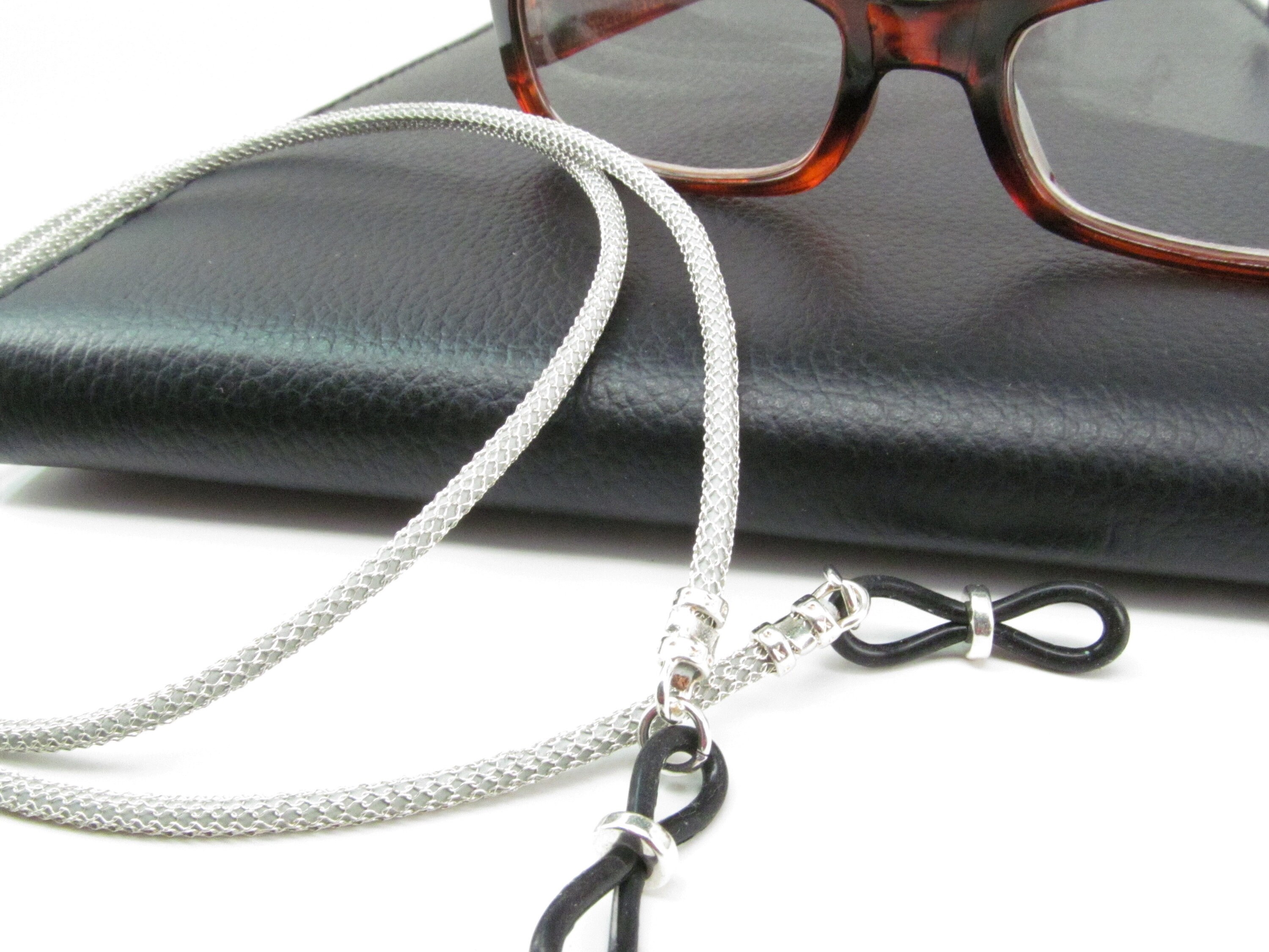 Modern Gray Leather Eyeglasses Cord Leather and metal strong Etsy