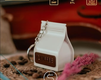 Coffee Pocket Keychain STL & 3MF Files | 3D Print Model | Coffee Lover Gift | Digital Download