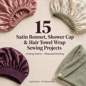 15 Satin Bonnet, Shower Cap & Hair Towel Wrap Sewing Projects | DIY Sleep Caps, Plopping Wraps and Towel Turbans, Hair Accessories Sewing