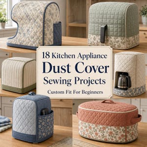 18 Kitchen Appliance Dust Cover Sewing Projects For Beginners - Custom Fit Mixer, Air Fryer, Toaster, Coffee Maker And Food Processor Covers