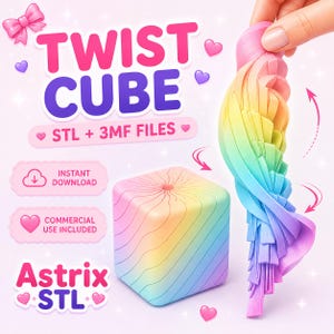 Archivo de impresión 3D del Cubo Antiestrés / Juguete antiestrés para TDAH / Juguete espiral retorcido para adultos / Archivos STL y 3MF / Licencia comercial