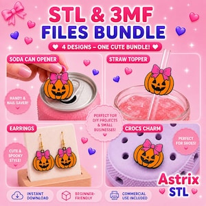 Coquette Pumpkin STL & 3MF Bundel | 4 Producten in 1 Bestandenpakket (10 Bestanden) | Halloween STL