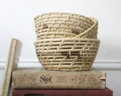 Wicker Bowls Set of 3 Pieces, Woven Stacking Nesting Baskets, Handmade Deep Wicker Basket, Rustic Tropical Coastal Home Decor Accessories