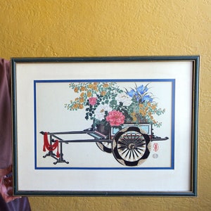 Blumenwagen im Frühling Original von Kin U Takeshita, Ukiyoe Druck vom Kyoto Festival Wagen, Meiji-Periode-Holzschnitt 1 von 89, Uchida Art Gallery
