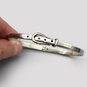 Solid Silver Belt Buckle Bracelet, Signed Mexico 925 Sterling