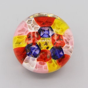 Millefiori Cane Art Paperweight, Small Multi Color Honeycomb Glass, Handmade Glass Ball, Colorful Glass Flowers, Rainbow Floral Paperweight image 1