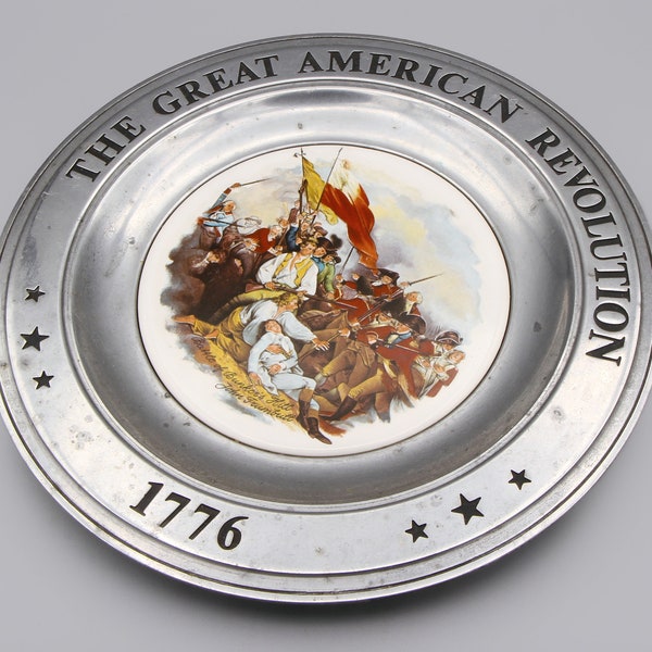 American Revolution Pewter Plate, American Decor, American History Ceramic Plate, Independence Day, Vintage Wall Decor, Commemorative Plate