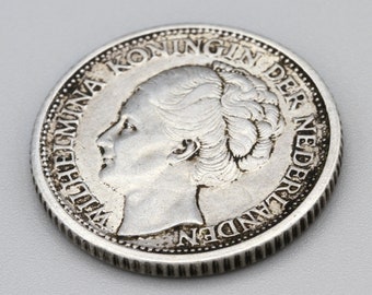 Nederlands Wilhelmina Curacao Silver 1/4 Gulden Coin 1944 