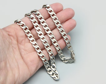 Mens Sterling Long 23.75" Necklace, 7mm Curb Chain Necklace, 925 Silver Heavy 42 grams Necklace, Mens Link Necklace, Miami Chain Necklace