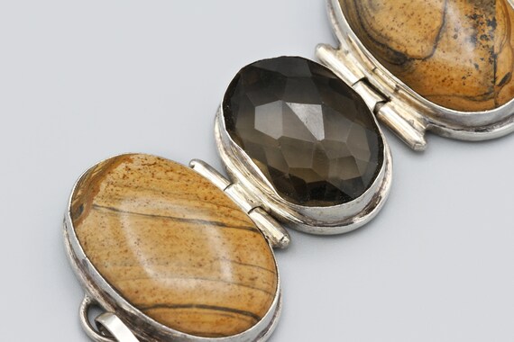 Sandstone Jasper Faceted Smoky Glass Cabochon Bra… - image 10