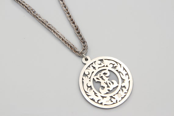 Extra Large Etched Sterling Initial H Pendant Nec… - image 5