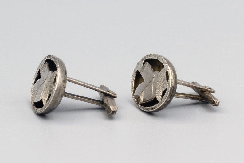 La Siesta Mexican Jewelry Southwestern Sterling Mens Cuff Links Man With Hat Handmade Cufflinks Taxco Pre Eagle CMS Shadow Box Cufflinks